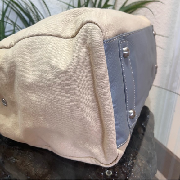 💋💋RARE💋💋 Zac Posen Leather And Canvas Tote Bag - Picture 8 of 16